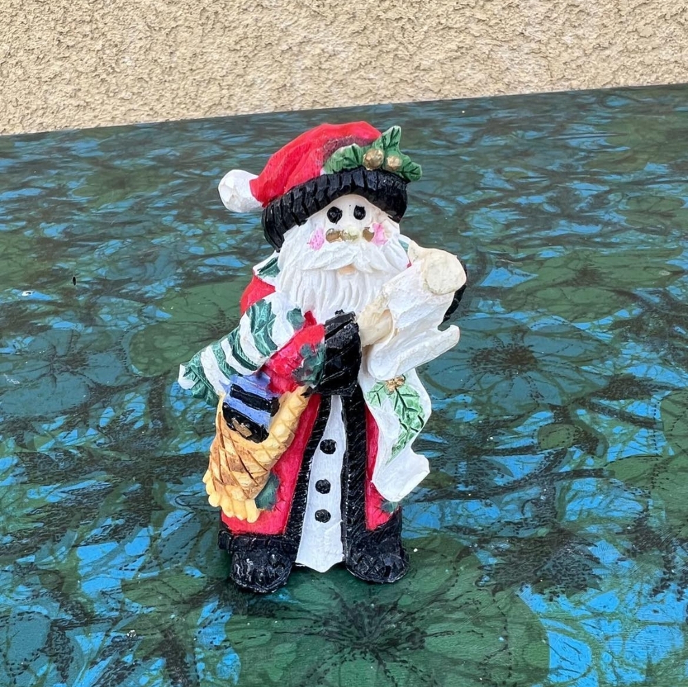 Small Santa Checking His List Resin Figurine Young China Vintage Holiday Decor